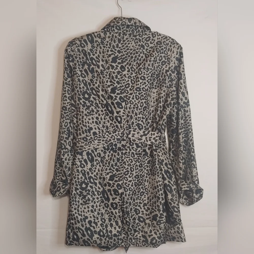 Dana Buchman Leopard Print Trench Peacoat Jacket, Size L - Picture 3 of 3